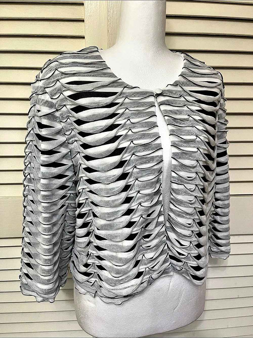 R&M Richards Cutout Jacket in Gray & Black Size Large